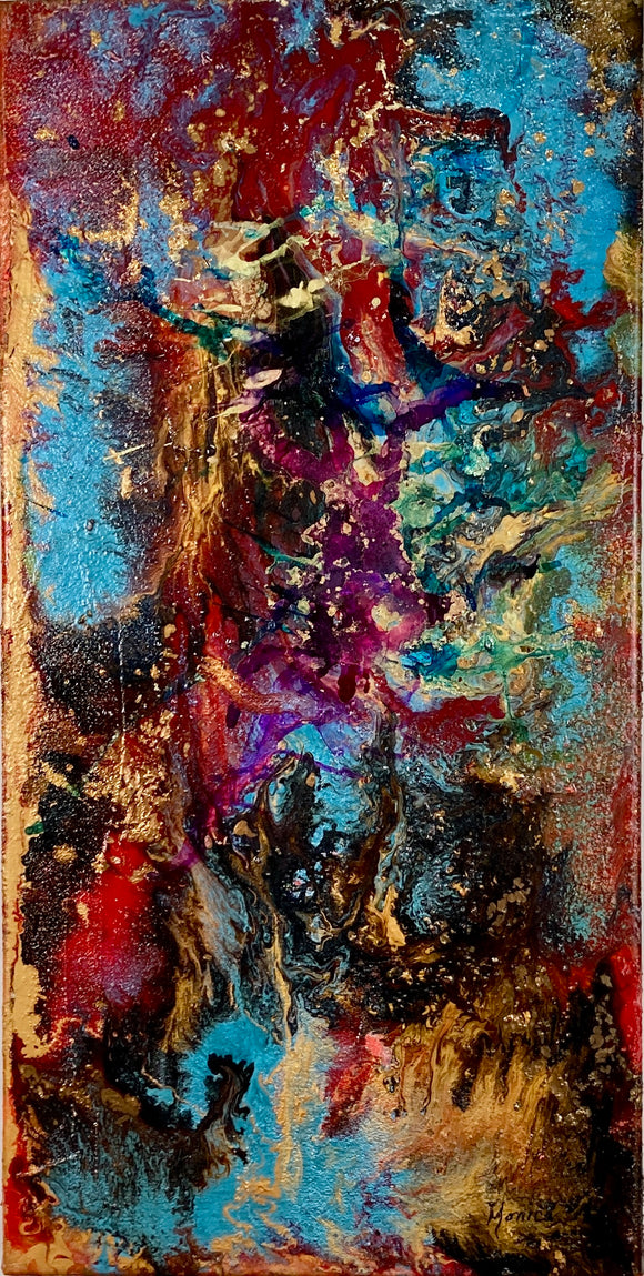 Chaos, huile à effets réalisé par Monique Arsenault, artiste peintre.