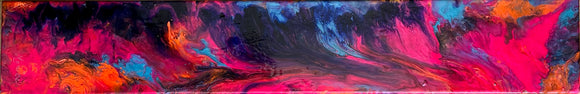 Flammes en rose 1. 36 x 6 po soit 90 cm x 15 cm sur toile standard sur châssis réalisé par artiste du Québec, Canada.