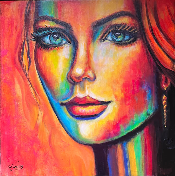Lesilencdetesyeux-Monica18x18pouces réalisé par Monique Arsenault