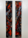 De cendres et de braises no.1. et 2. Huiles à effets sur toiles de 36" x 6" (91 x 15 cm) réalisée par artiste du Québec, Canada.